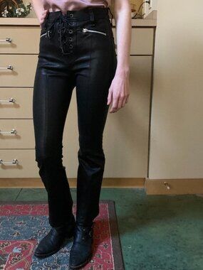 Rag and Bone lace up bell leather pants